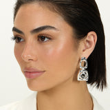 Large Bicolor Square Revolution Earring
