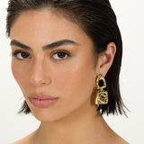 Large Bicolor Square Revolution Earring