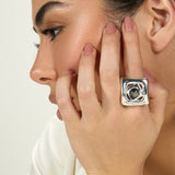 Large Bicolor Square Revolution Ring